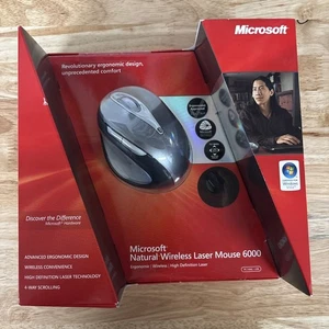 Microsoft 1083 Natural Wireless Laser Mouse 6000 Metallic Gray (69K-00001) New - Picture 1 of 6