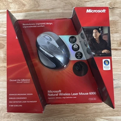Microsoft 1083 Natural Wireless Laser Mouse 6000  Metallic Gray (69K-00001) New - Image 1 of 4