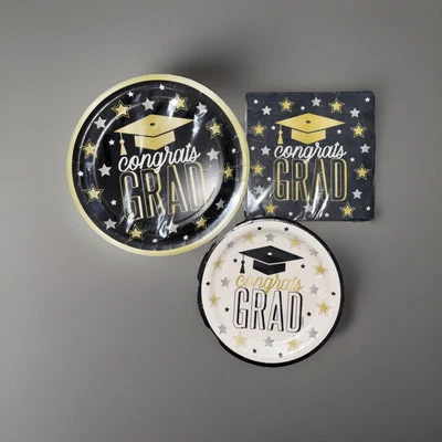 Congrats Grad Plates & Napkin Set Graduation Party - 48 Pieces - Image 1 of 2