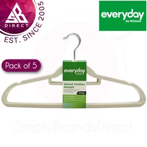 5 x Everyday by Wilsons Premium Velvet Hanger Ivory Pack of 5│Non-Slip velvet - Picture 1 of 2