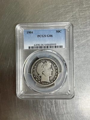 1904 PCGS G06 Barber Half Dollar 90% Silver Coin - Image 1 of 2
