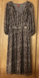 Vestido midi Sundance 100 % seda bohemio bohemio suave cuello en V marrón 8 - Imagen 1 de 7