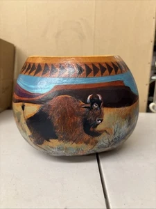 Signed Louise Seiler Painted Gourd 95’ - Picture 1 of 4