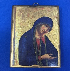 Vintage Icon of Madonna Virgin Mary Ecclesiastical Roman Catholic Icon - Picture 1 of 8