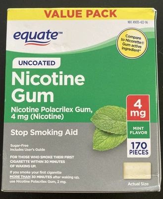 Equate Nicotine Polacrilex Gum 4mg Mint Flavor 170 PIECES EXP 9/2026 - Image 1 of 4