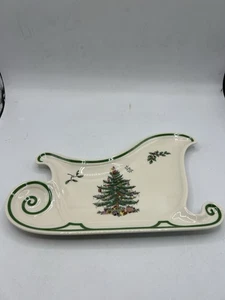 Vintage Spode "Christmas Tree" schlittenförmige Platte ~ DW, mikrowellen- & gefriergeeignet - Bild 1 von 7