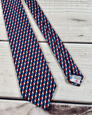 Corbata geométrica Turnbull & Asser 100 % seda diamante rojo azul hecha a mano Inglaterra para hombre Foto 1 de 4