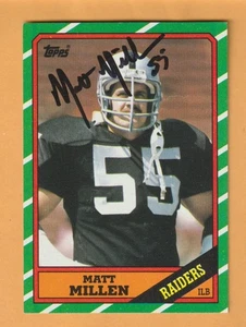 Matt Millen Los Angeles Raiders Firmado 1986 Topps Penn State Nittany Lions - Imagen 1 de 2