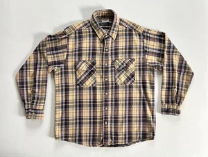90s Vintage Five Brother Flannel Cotton Plaid Button Up Shirt L Made In USA - Picture 1 of 6