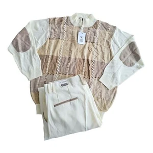 Stacy Adams Men's 2 Pc Cream Set 2XL Shirt 42W Pants NWT - Picture 1 of 14