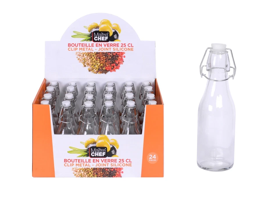 Bouteilles en verre avec bouchon  250 ml BOUTEILLE EN VERRE TRANSPARENTE 250ML - Photo 1/1