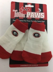 One pack of 4 DOG PET SOCKS TEAM PAWS Logo UNIVERSITY OF GEORGIA Large dog - Picture 1 of 2