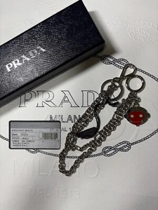 PRADA Robot Monkey Wallet Chain Bag Charm Silver Red Unisex Box Included - Picture 1 of 11