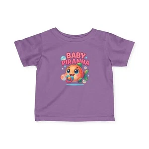Baby Piranha Infant Tee, Cute Animal Toddler Top, Kids Jungle Shirt, Funny Fish - Picture 1 of 31