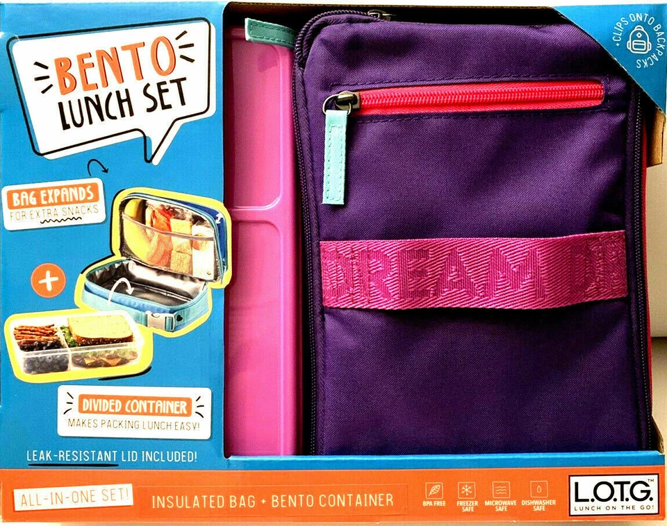 Fit & Fresh Bento Kids School Lunch Box Set - Unicorn Pattern, Blue, Purple NEW - Image 1 of 1