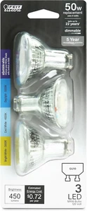 MR16 LED Reflector Light Bulb, 50W Equivalent, GU10 Base, 3-Pack - Picture 1 of 12