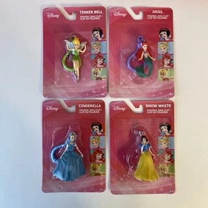 New Disney Princess Figural Bag Clips Set of 4 Snow White Ariel Tink Cinderella - Picture 1 of 6