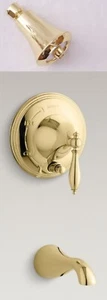 Kohler K-T312-4M-PB Polished Brass Finial Bath & Shower Faucet 76029 Showerhead - Picture 1 of 23