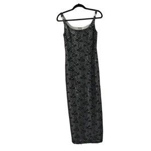 Vintage Betsey & Adam Black Floral Lace Pearl Shoulder Detail Formal Dress 8 - Picture 1 of 12