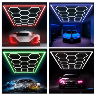 14 Hexagon LED Color Lighting Detailing Garage Workshop Retail Car Showroom UK