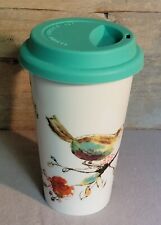 Lenox Chirp Porcelain Collection Travel Tumbler & Turquoise Silicone Lid