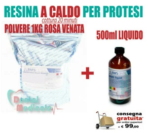 RESINA METACRILATO A CALDO ROSA V. PER PROTESI DENTALE 1Kg+500ml, ODONTOTECNICO - Foto 1 di 1
