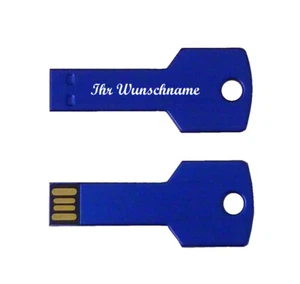 USB-Stick "Key" mit Namensgravur - 4GB - aus Edelstahl - Farbe: blau - Bild 1 von 2