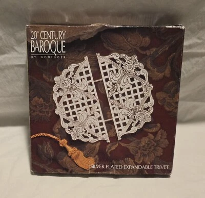 Godinger Silver Plate Expandable Trivet Baroque Revival Ornate Design NEW  - Image 1 of 4