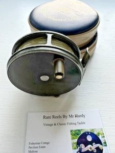 Vintage Hardy 3 3/8 Inch RHW Perfect Fly Reel with Fly Line & Case - Picture 1 of 10