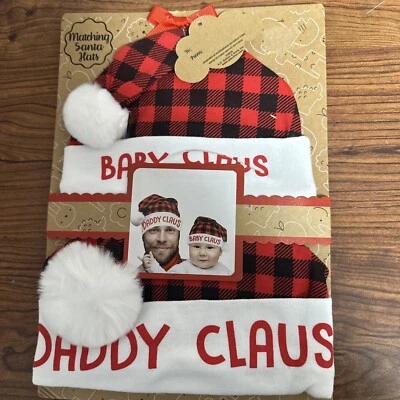 Baby Essentials Baby Claus and Daddy Claus Buffalo Plaid Santa Hats  NwT - Image 1 of 2