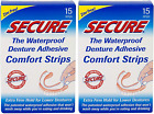 Secure Comfort Strips Waterproof Denture Adhesive - Zinc Free - Extra Firm Hold 