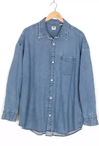 LEVI’S Slouchy One Pocket Denim Shirt Hombres Talla L Gran Tamaño Cáñamo Mang... - Imagen 1 de 7