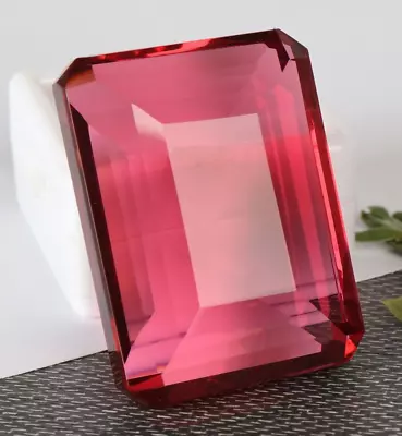 AAA+ Large Pink Tourmaline 79.15 CT Emerald Cut Loose Gemstone Gift for Birthday - Image 1 of 4