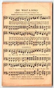 Postal "¡Oh! ¡Qué canción!" Palabras y música de W L Harris Evangelist UNP - Imagen 1 de 2