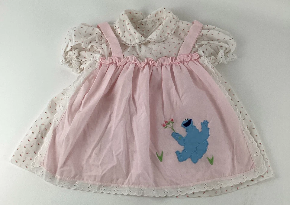 Monstruo de Galletas de Plaza Sésamo Vintage Años 80 Bebé Vestido Conjunto 9 Lun 9-12 Lun 12 Mo Foto 1 de 4