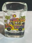 Cayman Islands Souvenir square Shot Glass Peace Bus un-used.