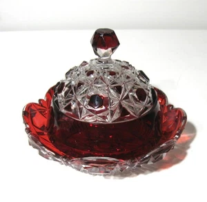 EAPG *** RUBY STAINED BUTTER = BIG BUTTON BY CRYSTAL GLASS WORKS ERA 1892 - Picture 1 of 3