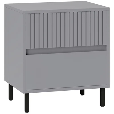 Bedside Table With 2 Drawers And Steel Legs Grey 45W X 35D X 50H Cm Homcom - Image 1 of 4