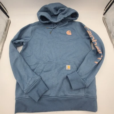 Carhartt Hoodie Sweatshirt Womens Small Blue Relaxed Fit Pullover Pocket - Image 1 of 4