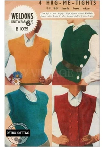 Vintage Knitting Pattern – 1940s Lady’s Hug Me Tight Pullover Sweater Design - Picture 1 of 2