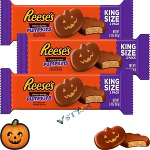 Reeses 2 Peanut Butter Pumpkins King Size 68g Halloween Trick Or Treat - Picture 1 of 6