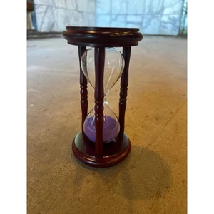 Hourglass Sand Timer Purple Sand Dark Wood Frame 30 Minute Vintage Style - Picture 1 of 3