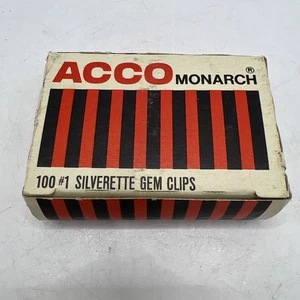 Vintage 1 Box ACCO  Monarch #1 Silverette Gem Paper Clips prop display TV movie - Picture 1 of 5