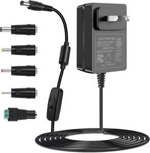 TKDY 12V 2A DC Power Supply AC Adapter with Switch, - Bild 1 von 8