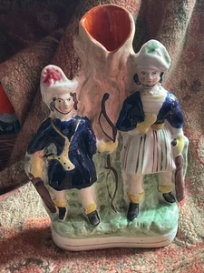 Antique Staffordshire Flat Back Double Scottish Figurine Spill Vase, C 1840 - Picture 1 of 24