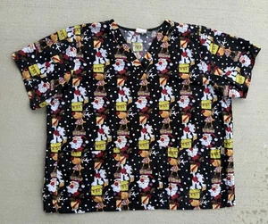 Tafford Scrub Top Christmas Santa Women’s Plus Size 2X Short Sleeve - Picture 1 of 3