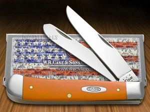 Case xx Knives Trapper Smooth Orange Delrin Pocket Knife Stainless 80500 - Picture 1 of 4
