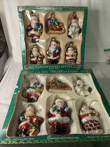 Vtg Lot 2 Sets 1999 BK The Brass Key Christmas Treasures Glass Ornaments Santas - Picture 1 of 18