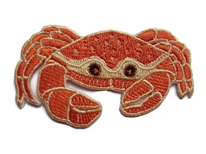 Crab with Claws Orange Yellow Embroidered Iron On Patch 2.58 Inches - Picture 1 of 1
