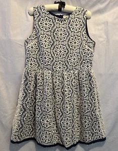 Girls Johnnie B Dress 15-16y Sleeveless Blue w White Embroidered Flowered Lace - Picture 1 of 13